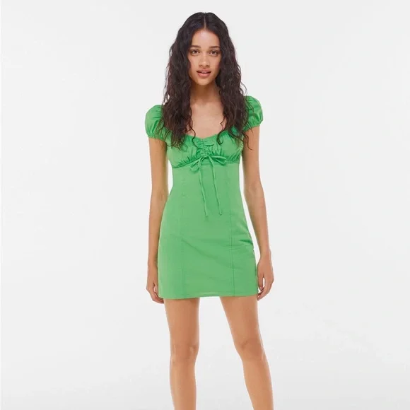 Bershka | Dresses | Bershka Green Poplin Corset Mini Dress Cotton Xs |  Poshmark